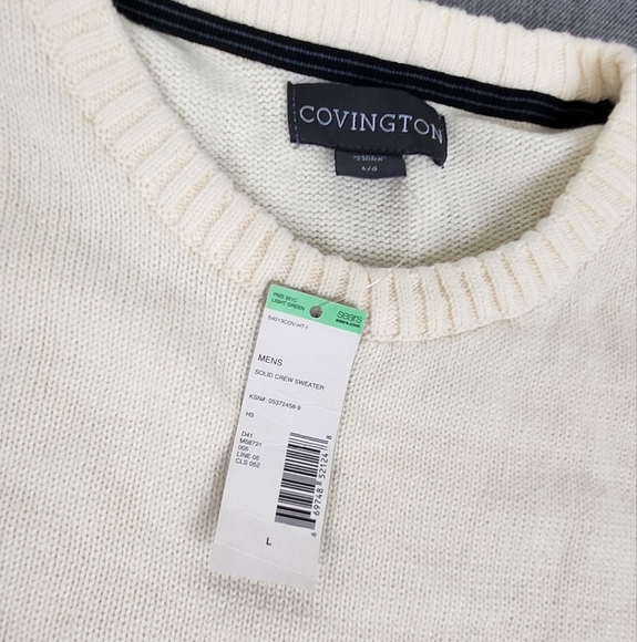 Covington 100% Cotton Cream Colored Pullover Tight Knit Sweater - Men's Large - Picture 4 of 5